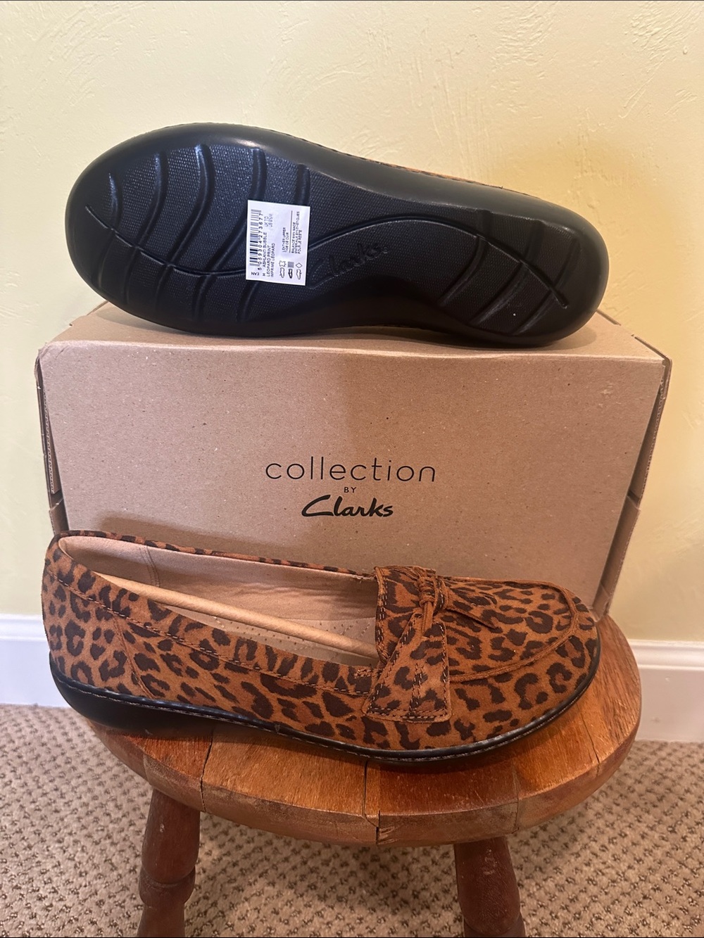 Clarks Leopard Print Suede Loafers - Brown/Black